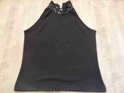 COMMA schönes Stricktop mit hohem Kragen m. Pailletten schwarz Gr. 42 TOP ZC217