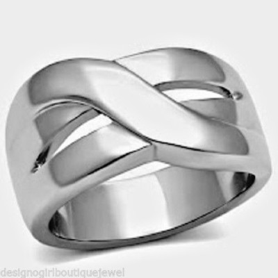 Geometric Bypass Ring Stainless Steel Contemporary Silver-tone Minimalist
