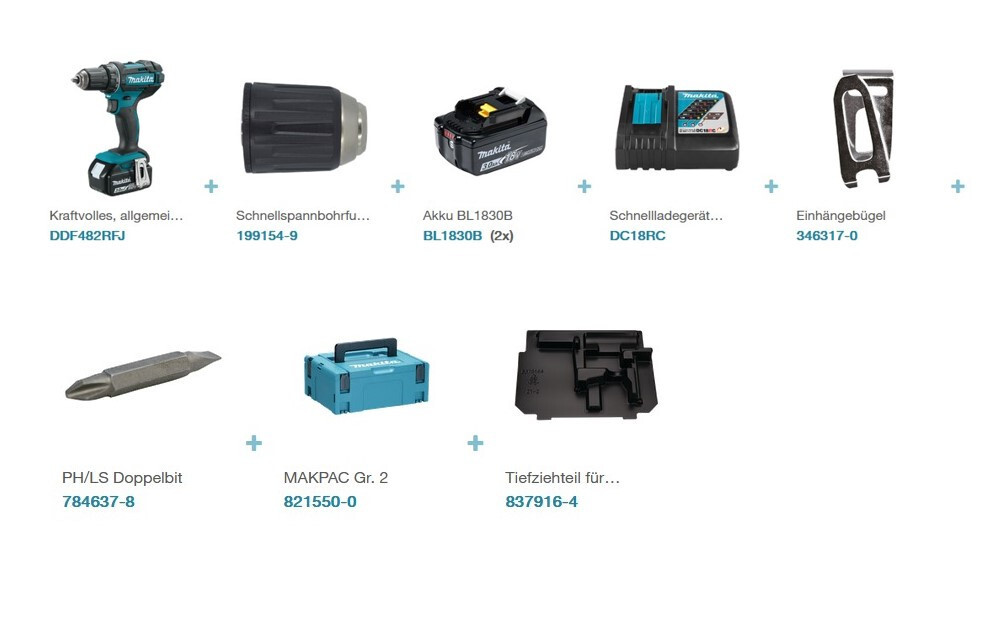 MAKITA Akku-Bohrschrauber »DDF482RFJ«, 18 V, Inkl. 2 Akkus