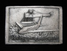 OG07105 VINTAGE 1970s  BOEING GETTING PEOPLE TOGETHER  AVIATION PEWTER BUCKLE