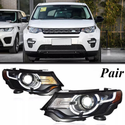 For 2016-2018 Land Rover Discovery Sport Pair Head Lights Black LED Front lamps