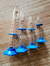 Lab Zap 10 25 50 100 ML Glass Graduated Cylinder Plastic Hexagon Base Set Lot