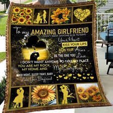 Sunflower Blanket Gift for Girlfriend from Boyfriend, You Are my Everything