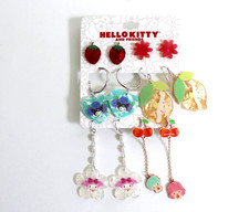 Sanrio Fruits Hello Kitty and Friends Earring Set of 6 Pairs NWT