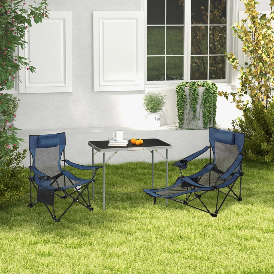 Campingstuhl Angelstuhl Campingliege Klappstuhl klappbar mit Fußablage Tasche - Bild 3 von 4