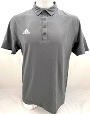 NEW Adidas Stadium Coaches Gray Sustainable Polo SS Collared Button Men's L