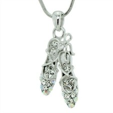 Ballerina Shoes W Swarovski Crystal Slippers Ballet New 18" Chain Necklace Gift