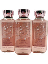 NEW Bath  Body Works Lot of 3 Bottles Pink Suede Body Wash Shower Gel 10 oz