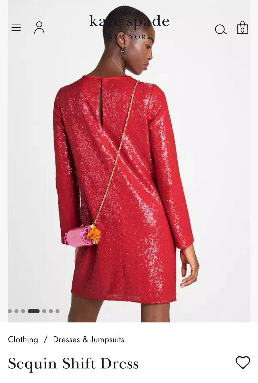 Abito rosso con paillettes Kate Spade Tg. 8 Us intime ottimeioni c ndossato Ind unata