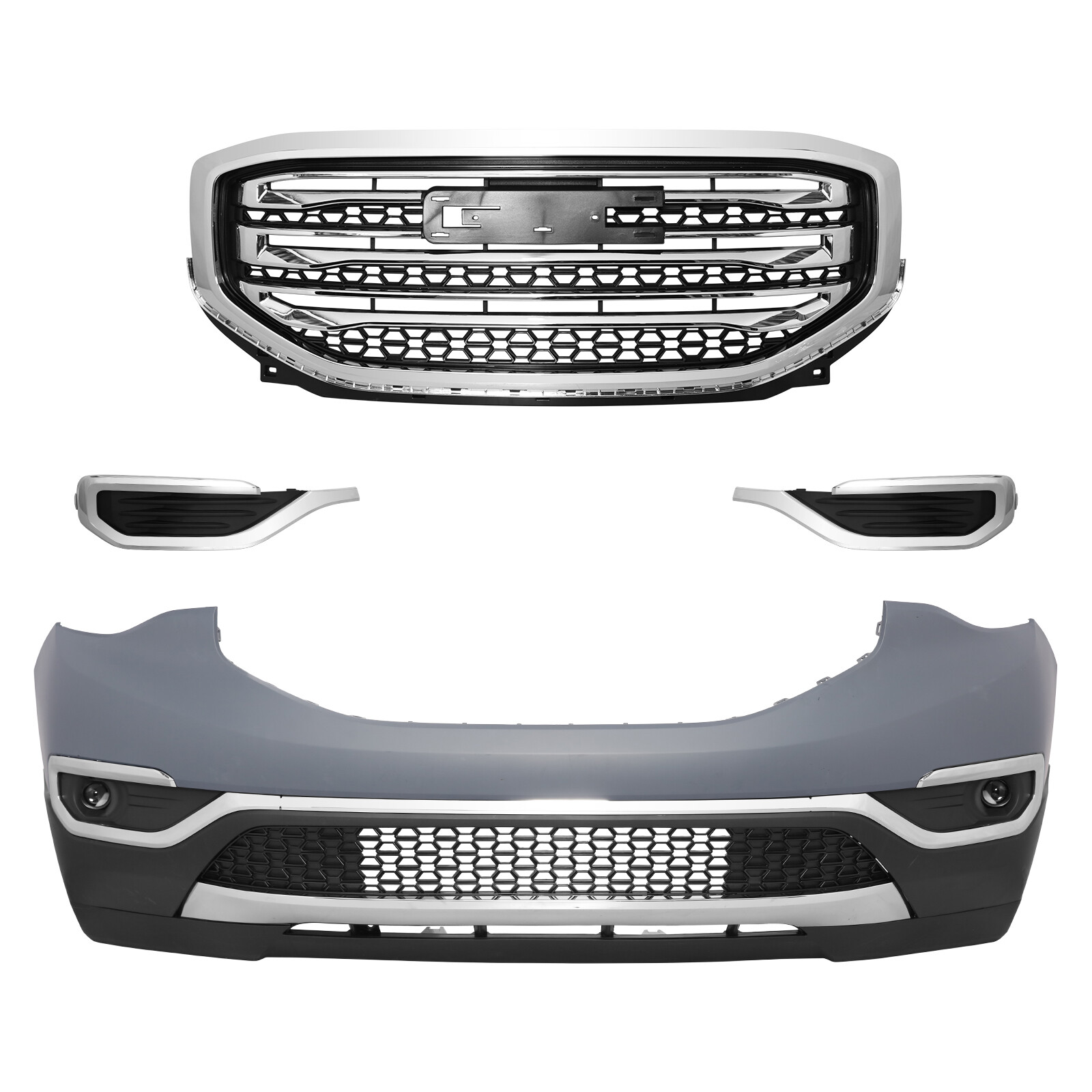 Front Bumper Cover Grille SLE SLT Assembly Kit Set For GMC Acadia 2017 2018 2019
