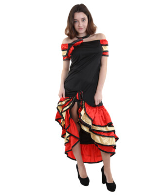ladies flamenco dress for Girl with Ruffles on The Skirt with Detail of Ruffles and Polka dots on The Skirt. Costumes of Spanish Folkloric, Andalusian, Flamenco, (Pink This is a light dress sleeveless Flamenco dress Amorio Burgundy polka