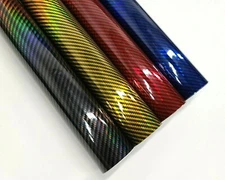 Glossy Carbon Fiber Black Holographic Laser Vinyl Car Wrap Decal Sticker Film