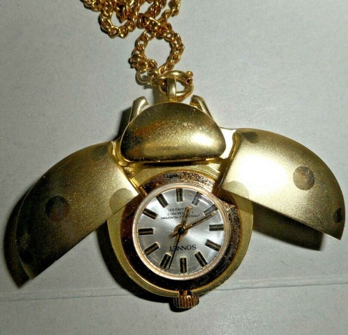 LADYBUG Pendant/Necklace SONNET gold tone Aluminum Wing Hing Hong King NON-WORK  - Picture 6 of 11