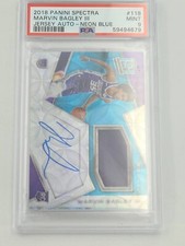 2018 Panini Spectra Marvin Bagley Jersey Auto Neon Blue 36/99 PSA 9 RC Rookie