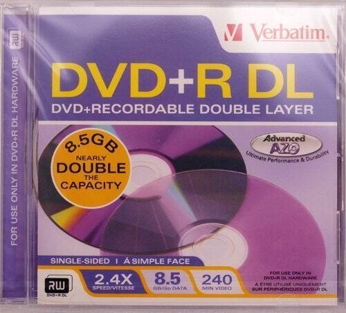 DVD+R, Double Layer, 2.4x, 8.5GB, Jewel Case (VER94912) Category: CD ...