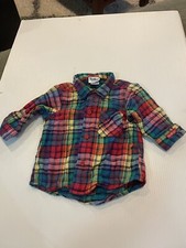 VTG Oshkosh B'Gosh Multi Color Flannel Button Up Shirt SZ 12M - Cool