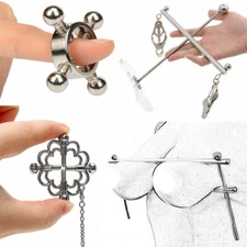 Stainless Steel Metal Adjustable Breast Clips Clamps Binding Restraint Torture