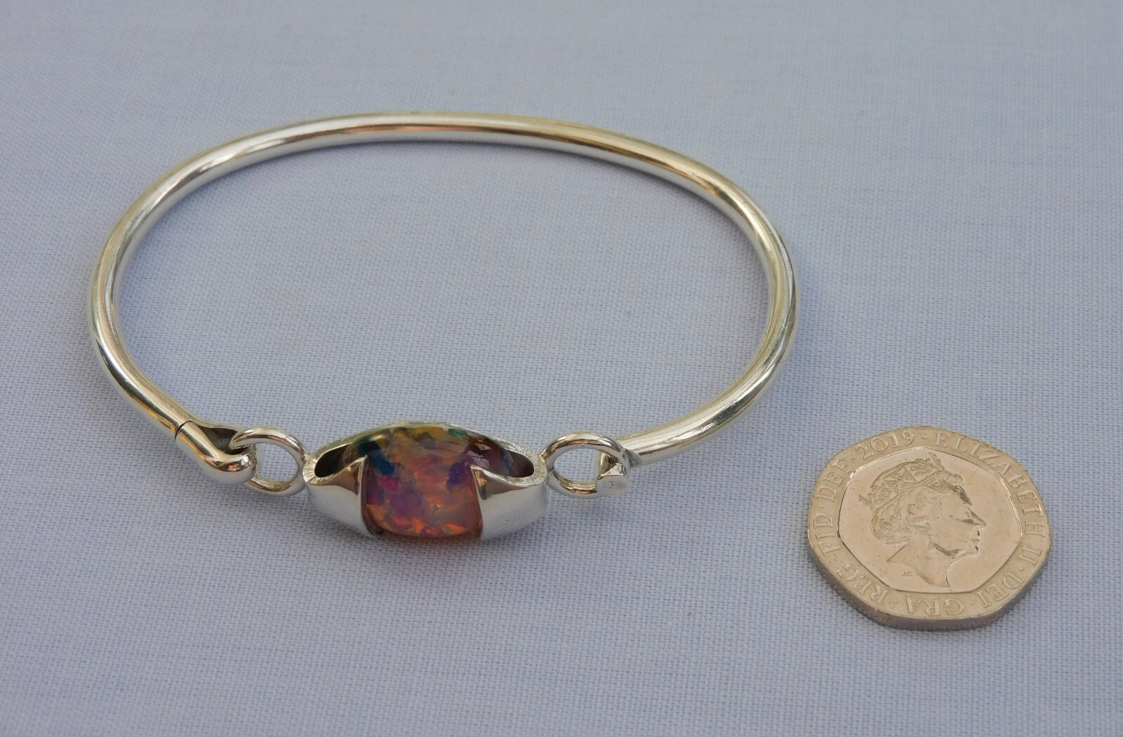 STUNNING SOLID STERLING SILVER OPAL EFFECT OVAL C… - image 12