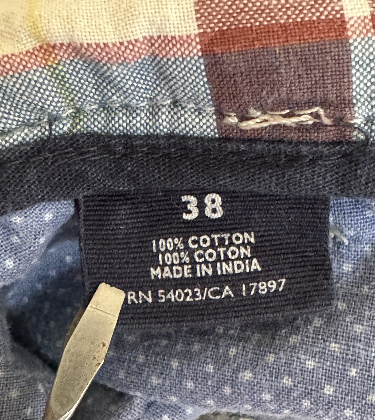 OLD NAVY Plaid Patchwork Madras Flat Front Slash … - image 6