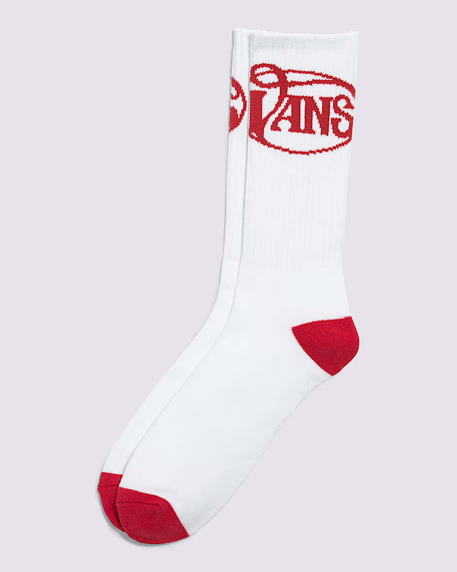 Vans Men's Winding Road Crew Socks - White / Red - Size: 9.5