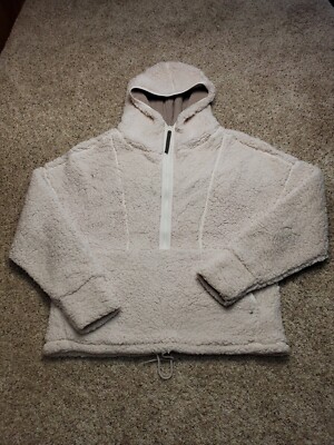 Prana Polar Escape Jacket Large Womens Ivory Sherpa Half Zip Hooded  Pullover