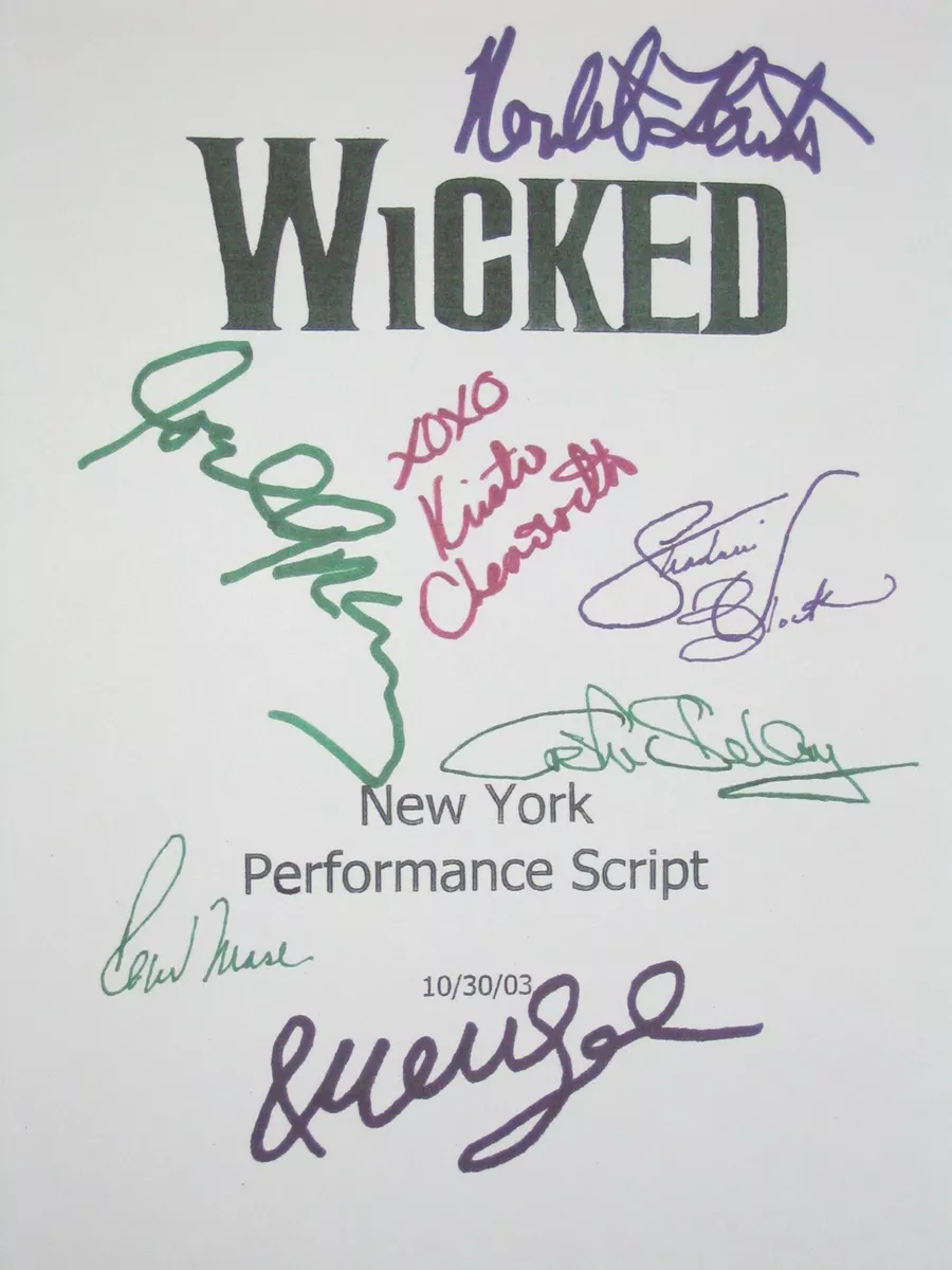 Wicked Broadway Opening Night Script Signed Autographed Idina 