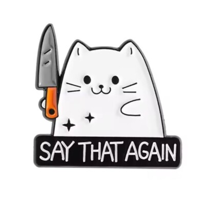 Pin's Pins Katze weiß mit einem Messer Killer Cat (Ref. 4b)