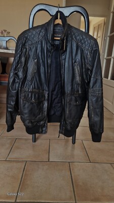 Blouson Cuir Noir Homme Mac Douglas – Coupe Régulière Taille L, Style Pardessus Classe