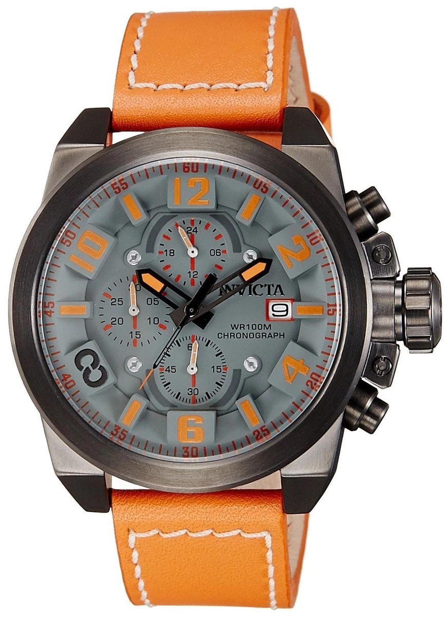 New Invicta 18994 Corduba Edge Grey Dial Orange Leather Chrono 50mm watch SALE