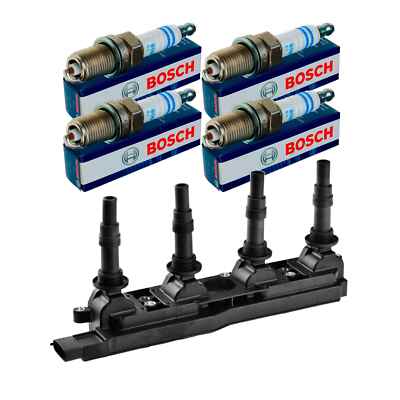 NTY SET Zündspule + 4x BOSCH Zündkerze für Opel Zafira A F75_ 1.8 16V Meriva