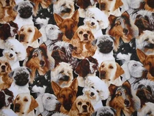 Dog Fabric By Yard Realistic Puppy Dogs Lab Terrier Pug Poodle+ Premium Cotton