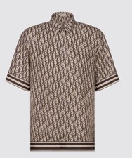 Dior SILK Oblique button Short Sleeve Shirt brown Size 41 L