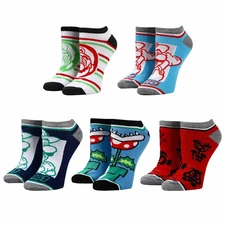Super Mario - Mixed Icons Ankle Socks (5 Pairs) - Bioworld