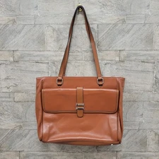 Cluci Women Brown Leather Briefcase Slim Large Business 15.6 Inch Laptop