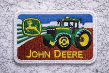 JOHN DEERE TRACTORS RETRO EMBROIDERED IRON ON PATCH 3.5" X 2 3/8" FREE SHIPPING