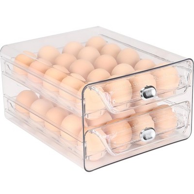 Clear Plastic Egg Holder for Fridge, Stackable Refrigerator Egg Container wit...