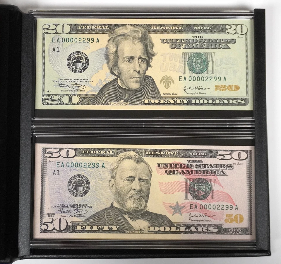 SERIES 2004 BOSTON EVOLUTIONS SET, MATCHING $20 & $50 SERIAL NUMBERS - Image 2 of 4