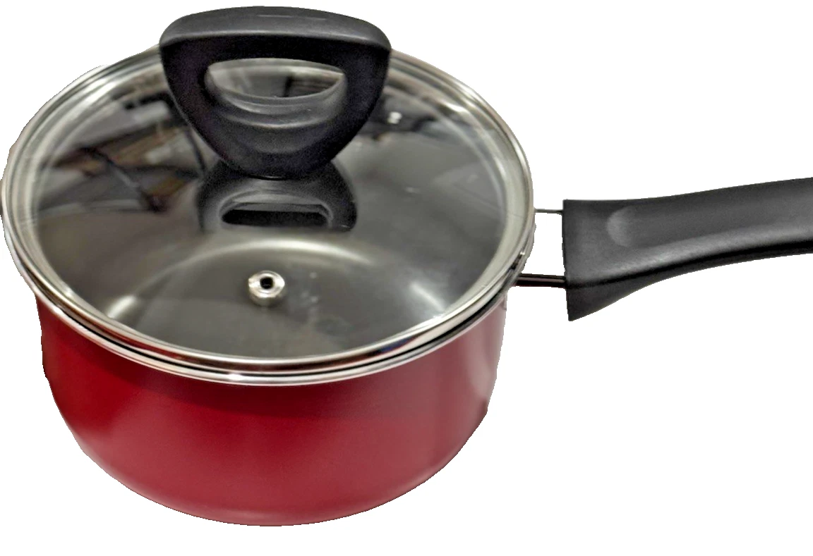 Cooks 1 Qt/14CM Nonstick Aluminum Red Sauce Pan/ Pot With Lid