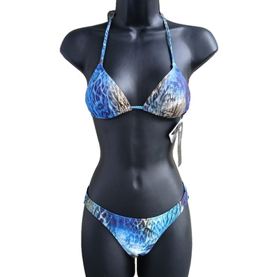 Ank by Mirla Sabino Bikini Set Extra Small Blue Triangle Top