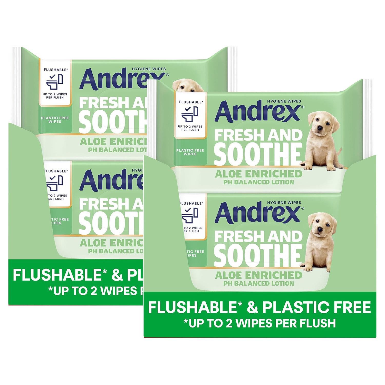 24 packs Andrex Washlets Skin Kind Moist Flushable 432 Toilet Wipes