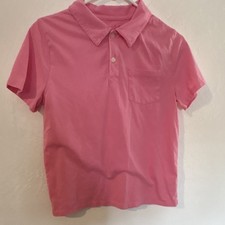 Cat Jack Boys Pink Solid Short Sleeve Collared Polo Shirt Size L 10/12