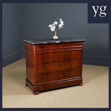 Antica cassettiera francese Luigi Filippo Biedermeier fiammato mogano c.1850