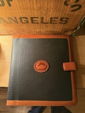 New Vintage Dooney  Bourke Pebble Leather Organizer Address Planner Navy Tan