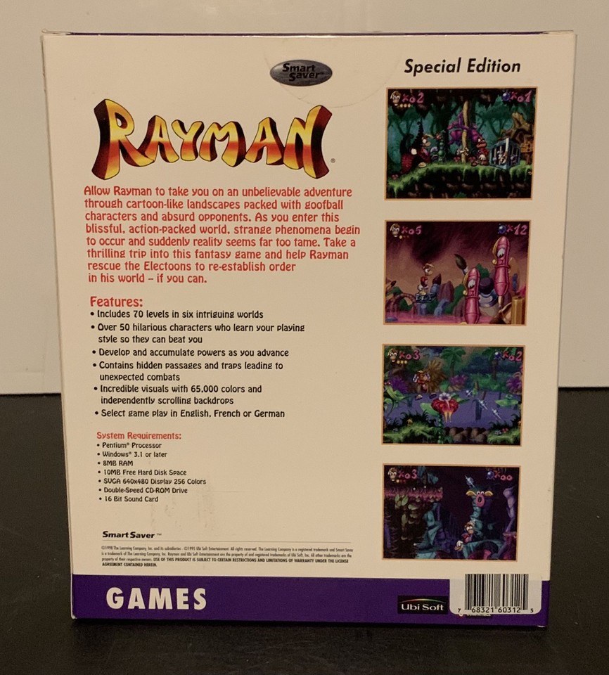 Rayman PC CD-Rom Big Box Game Ubisoft 1995 | eBay