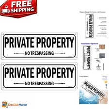 Private Property No Trespassing Sign 2 Pack, 10 X 3.5 Inches Sturdy Rust Free
