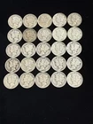 Mercury Dimes Mixed dates 90% Silver 25 Coin Lot