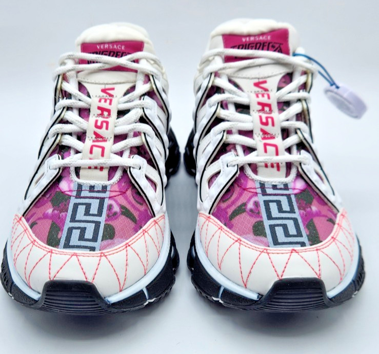Versace Trigreca Women's White Pale Pink Leather Sneakers EU37.5 US7.5 thumbnail 5