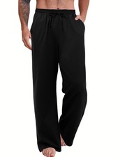 Men's Sweatpants Casual Lounge Cotton Pajama Yoga Pants Open Bottom Straight ...