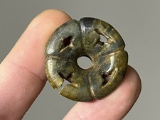 AMAZING PRECOLUMBIAN MAYAN JADE EAR SPOOL CENTRAL AMERICA V26