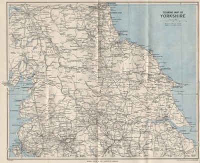 Tourenkarte von Yorkshire & Nordengland. Vorautobahnen. WARD LOCK 1945